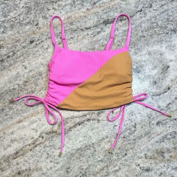 Sanctuary Balancing Act Shirred-Side Cropped Pink Aura Tankini Top Women's XS - Picture 10 of 12